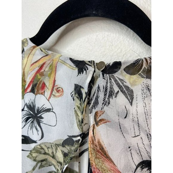 White House Black Market women's small floral cold shoulder blouse casual - Picture 9 of 9